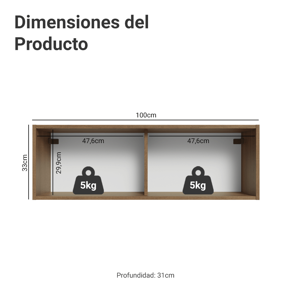 Gabinete Superior 100 cm 1 Puerta Abatible Marrón/Gris Vik Madesa