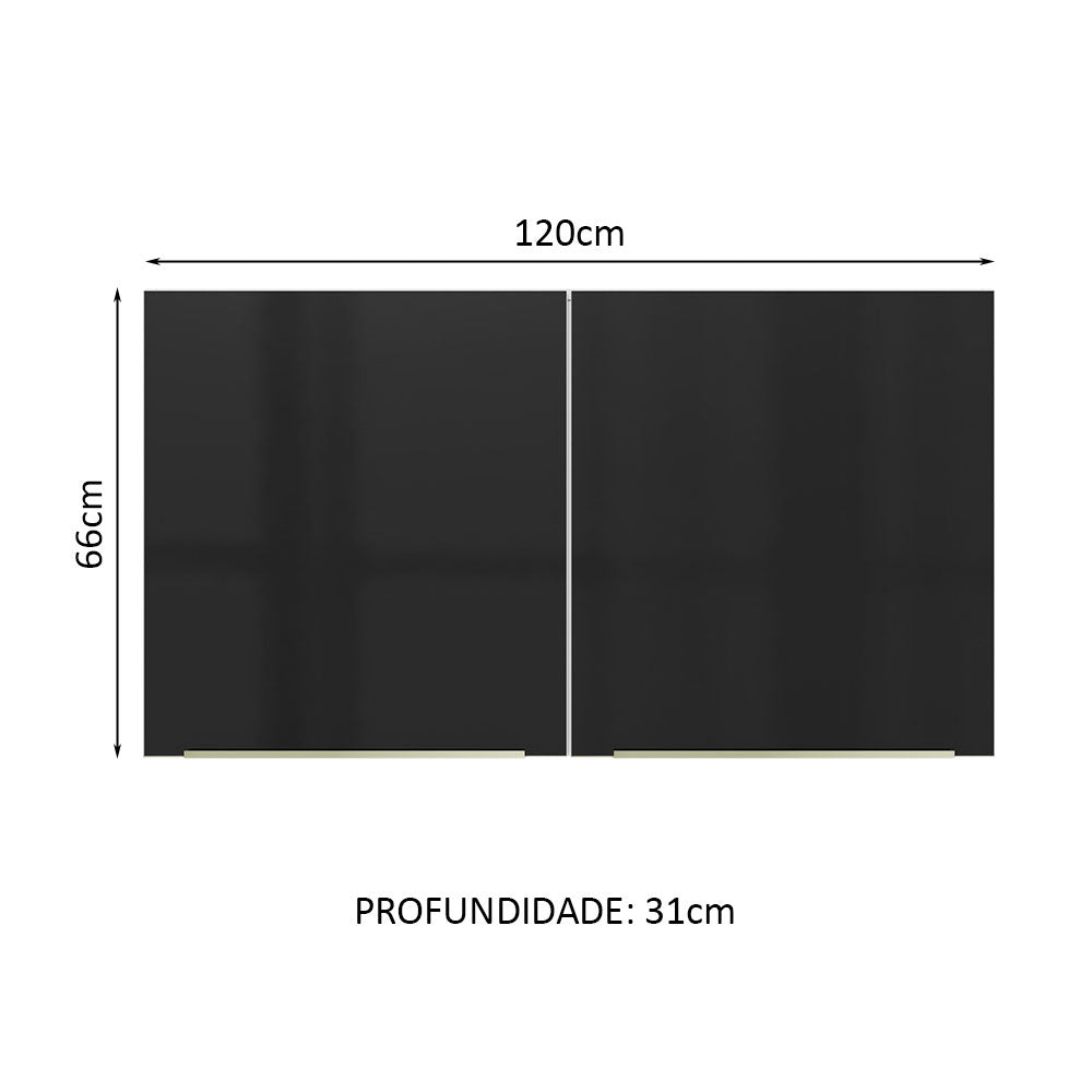 Gabinete Superior 120 cm 2 Puertas Blanco/Negro Lux Madesa