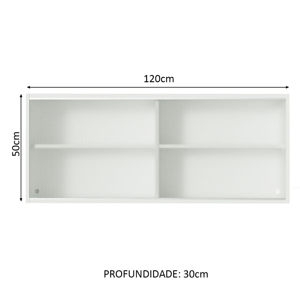 Gabinete Superior 120 cm 2 Puertas Corredizas de Vidrio Blanco Glamy, Reims, Stella, Agata y Lux Madesa