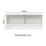 Gabinete Superior 2 Puertas Correderas Vidrio 120cm 1 Nicho Glamy, Lux, Agata y Reims Blanco