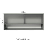 Gabinete Superior 2 Puertas Correderas Vidrio 120cm 1 Nicho Glamy, Lux, Agata y Reims Marrón