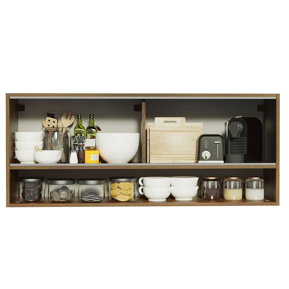 Gabinete Superior Madesa 120cm 2 Puertas Corredizas Vidrio Reflectante 1 Nicho para Cocinas Glamy, Lux y Reims Marrón