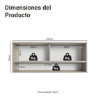 Gabinete Superior 120 cm 2 Puertas Corredizas de Vidrio 1 Nicho Crema Nice Madesa 02
