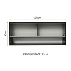 Gabinete Superior 120 cm 2 Puertas Corredizas de Vidrio Esmerilado 1 Nicho Negro Reims Madesa
