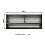 Gabinete Superior 2 Puertas Correderas Vidrio 120cm 1 Nicho Reims Negro