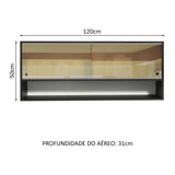 Gabinete Superior Reims 120cm 2 Puertas Corredizas de Vidrio Reflejante 1 Nicho Negro