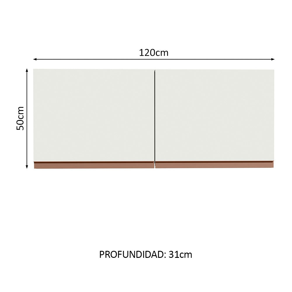 Gabinete Superior 120 x 50 cm 2 Puertas Reims Blanco