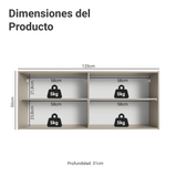 Gabinete Superior 120 x 50 cm 2 Puertas Nice Crema