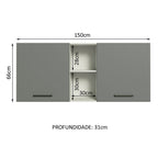 Gabinete Superior 150 cm 2 Puertas 2 Nichos Blanco/Gris Agata Madesa