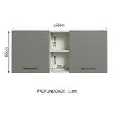 Gabinete Superior 150 cm 2 Puertas y 2 Nichos Agata Blanco/Gris