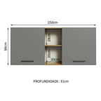 Gabinete Superior 150 cm 2 Puertas 2 Nichos Marrón/Gris Agata Madesa