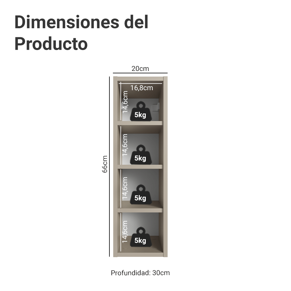 Gabinete Superior Botellero con 4 Nichos Nice Crema