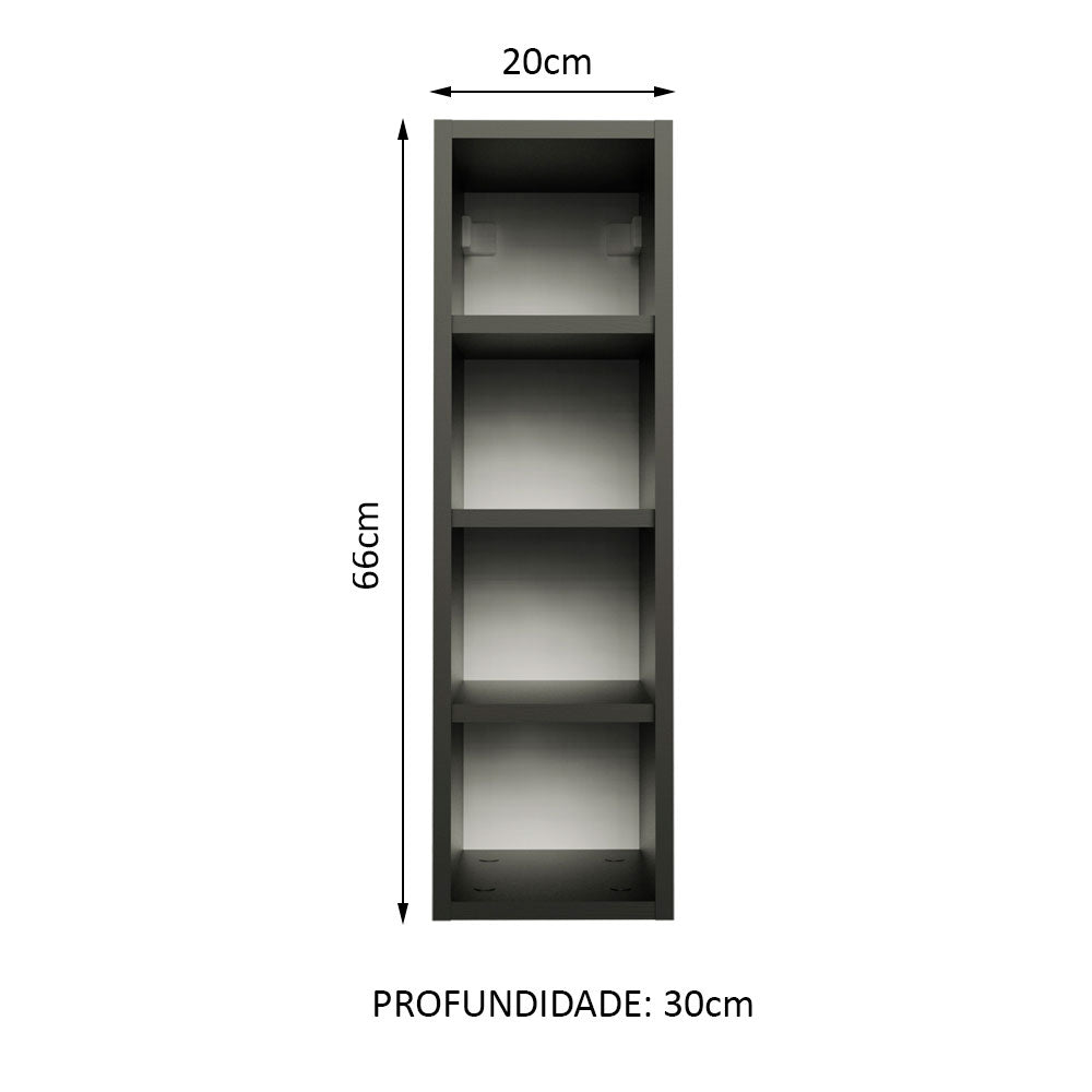 Gabinete Superior Botellero 20 cm Negro Glamy, Lux, Agata, Stella y Reims Madesa