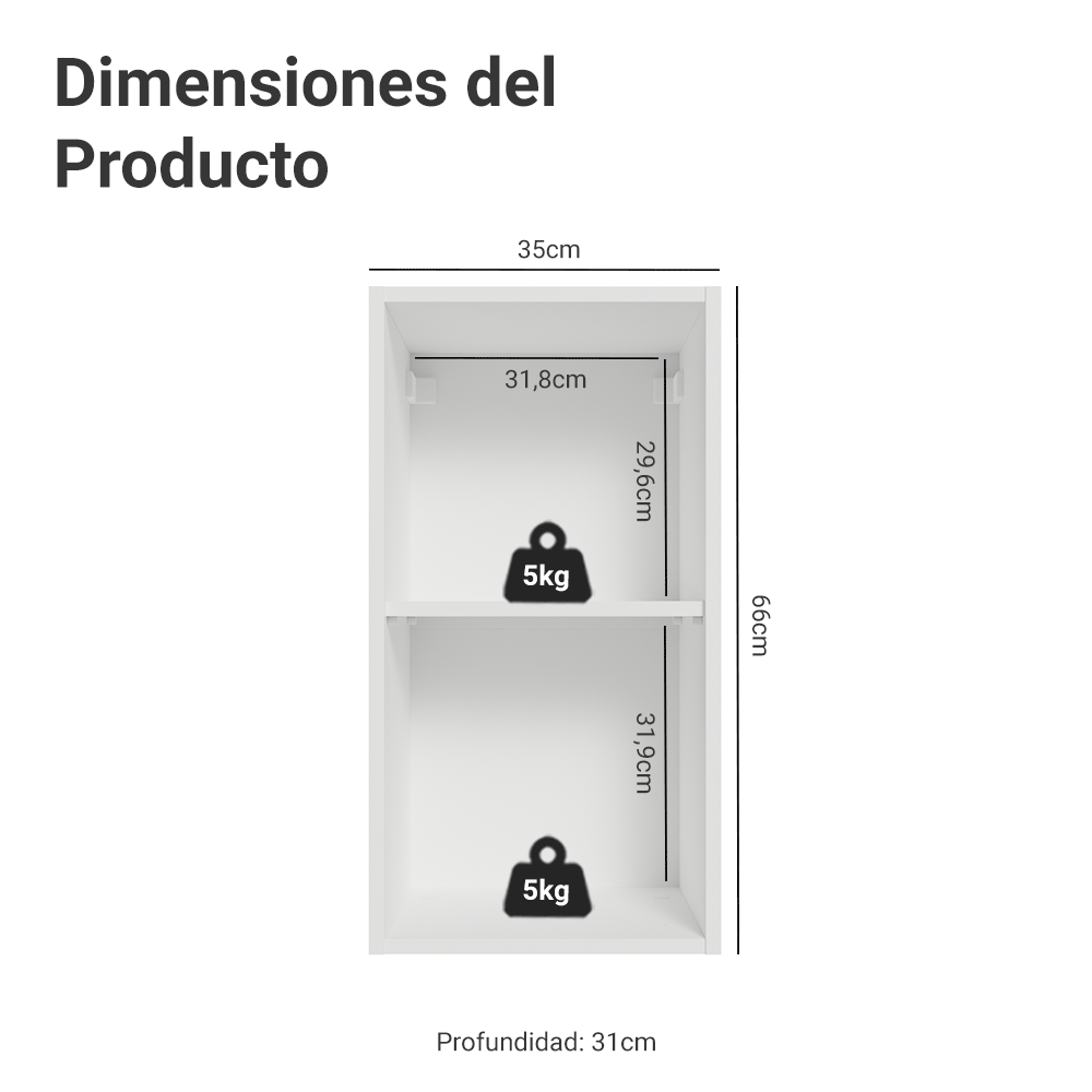 Gabinete Superior 35 cm 1 Puerta Blanco/Verde Vik Madesa
