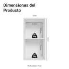 Gabinete Superior 35 cm 1 Puerta Blanco/Verde Vik Madesa