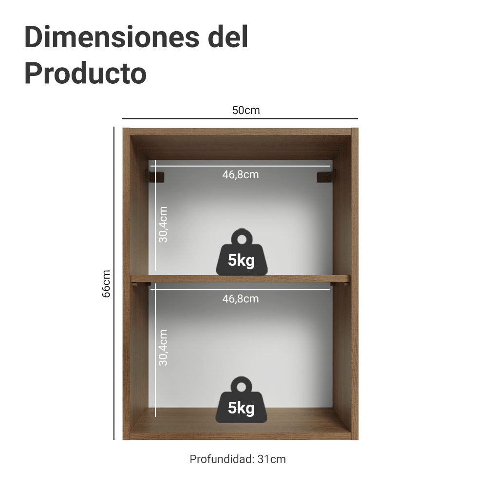 Gabinete Superior 50cm 1 Puerta Marrón/Verde Vik Madesa