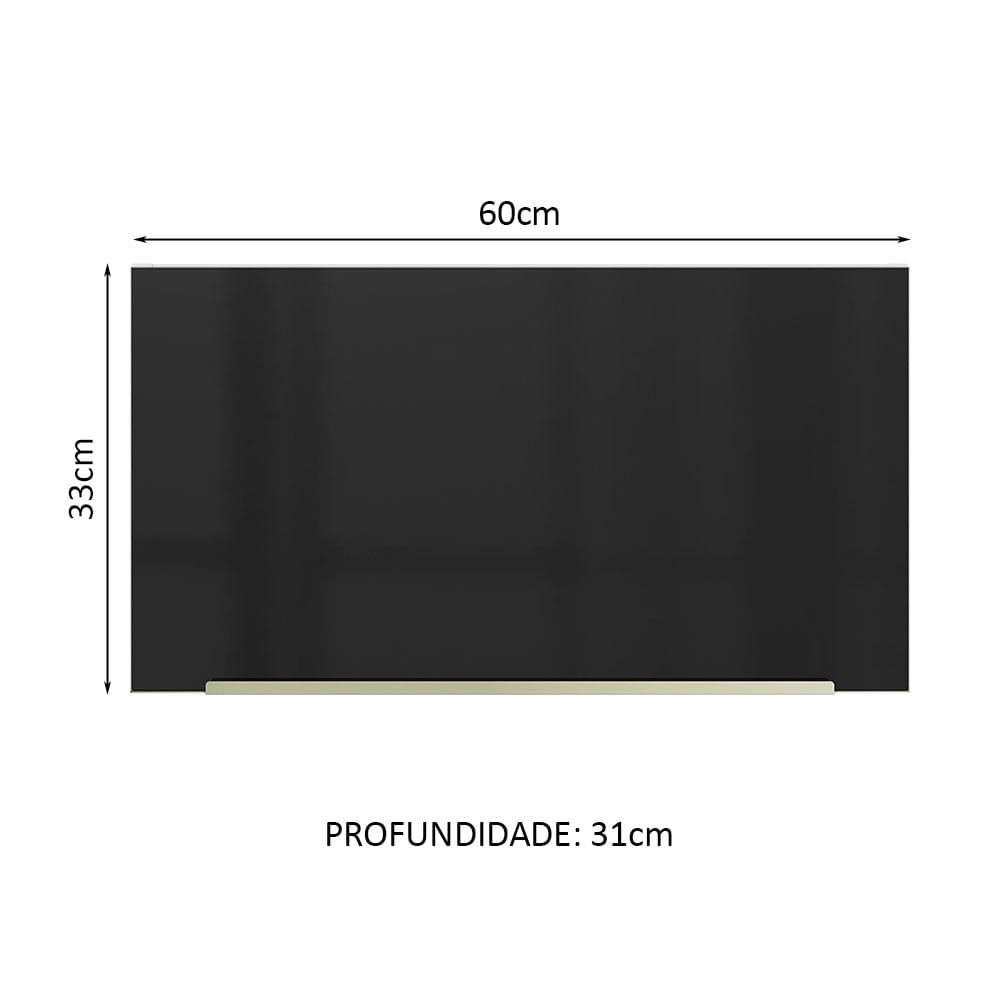 Gabinete Superior 60 cm 1 Puerta Abatible Blanco/Negro Lux Madesa