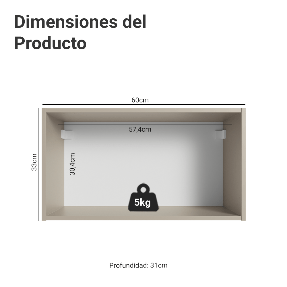 Gabinete Superior 60 cm 1 Abatible Nice Crema