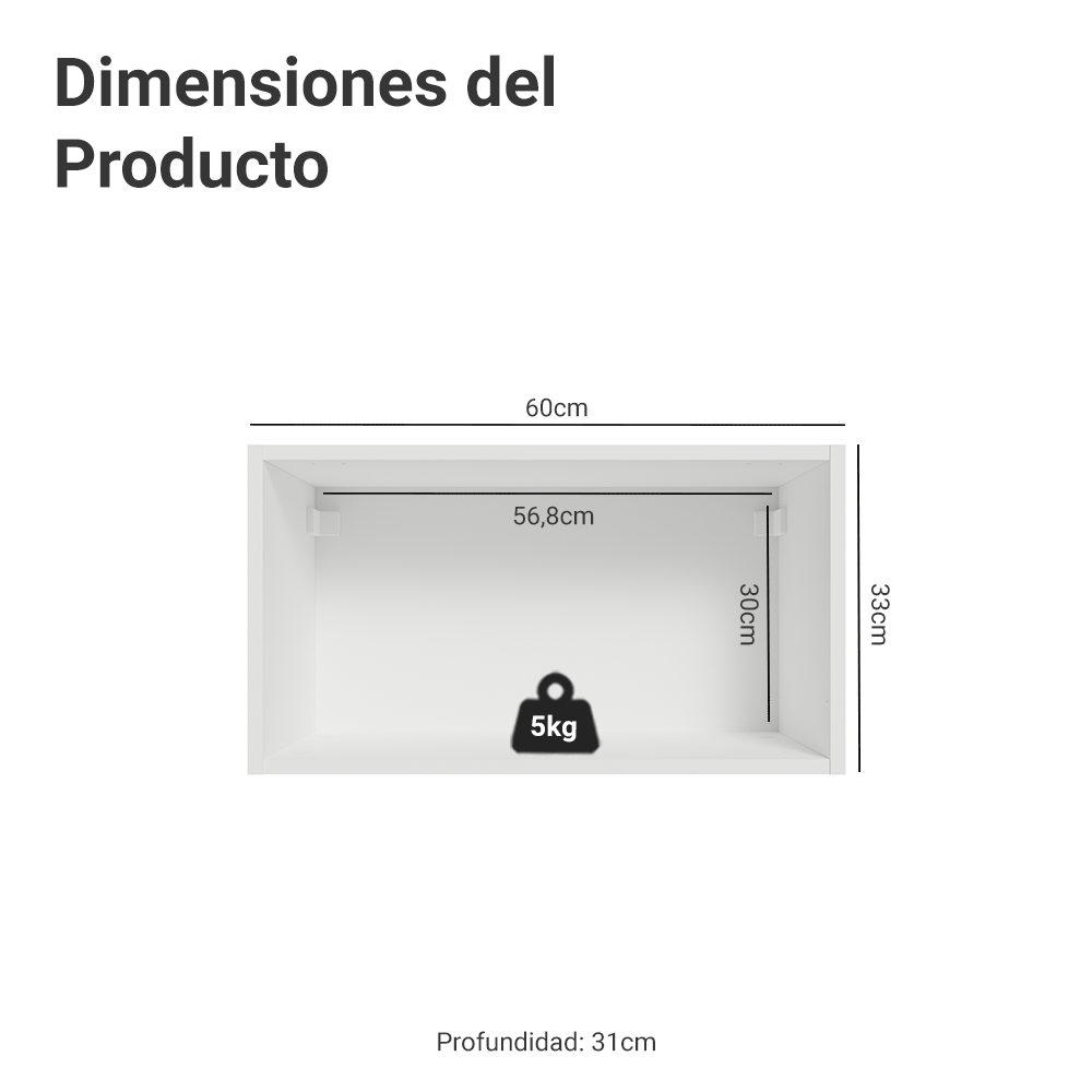 Gabinete Superior 60 cm 1 Puerta Abatible Blanco/Verde Vik Madesa