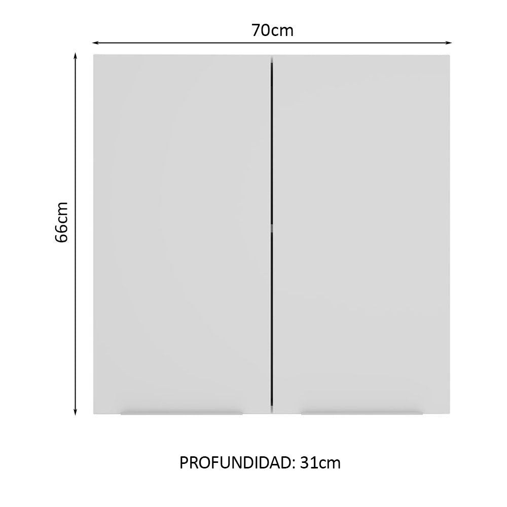Gabinete Superior 70 cm 2 Puertas Blanco Stella Madesa