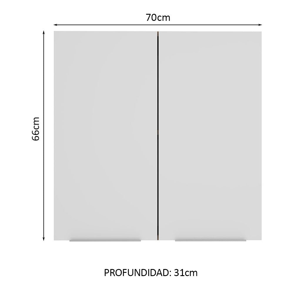 Gabinete Superior 70 cm 2 Puertas Marrón/Blanco Stella Madesa