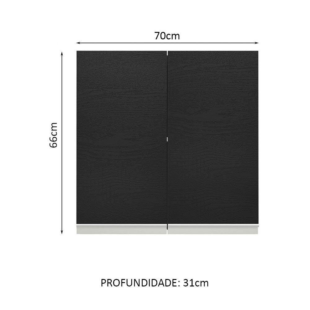 Gabinete Superior 70 cm 2 Puertas Blanco/Negro Glamy Madesa