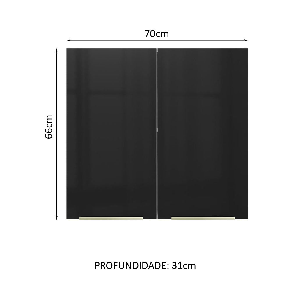 Gabinete Superior 70 cm 2 Puertas Lux Blanco/Negro