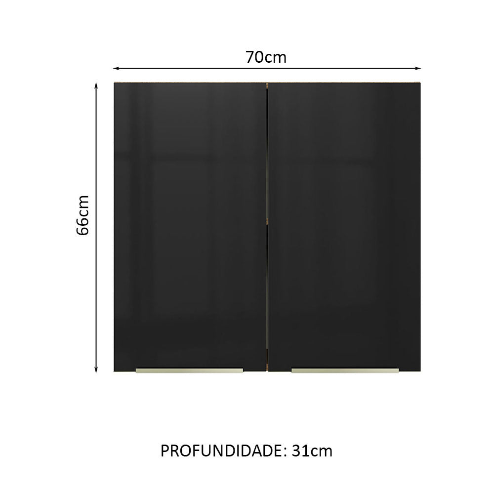 Gabinete Superior 70 cm 2 Puertas Lux Marrón/Negro