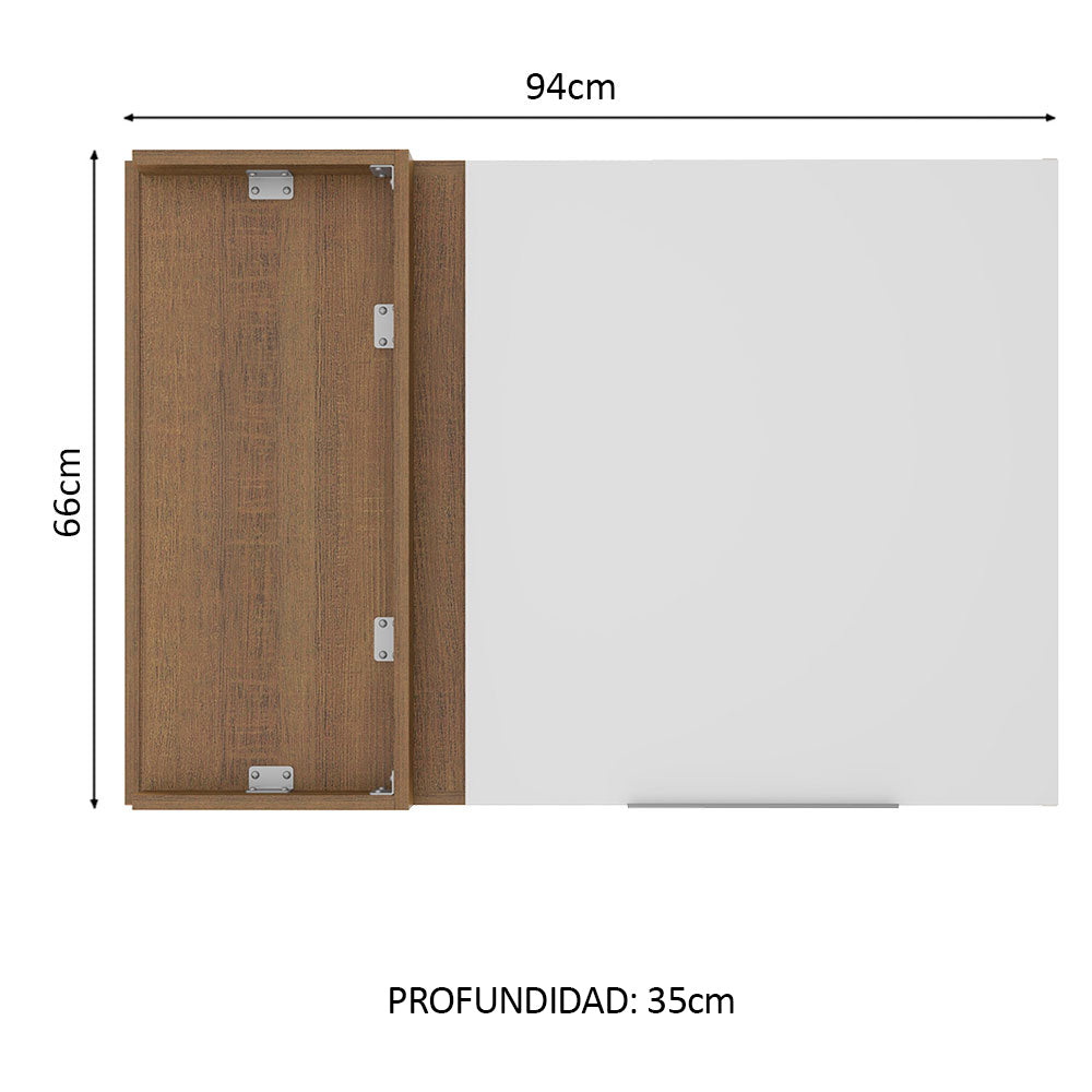 Gabinete Superior Esquinero 94 cm 1 Puerta Marrón/Blanco Stella Madesa