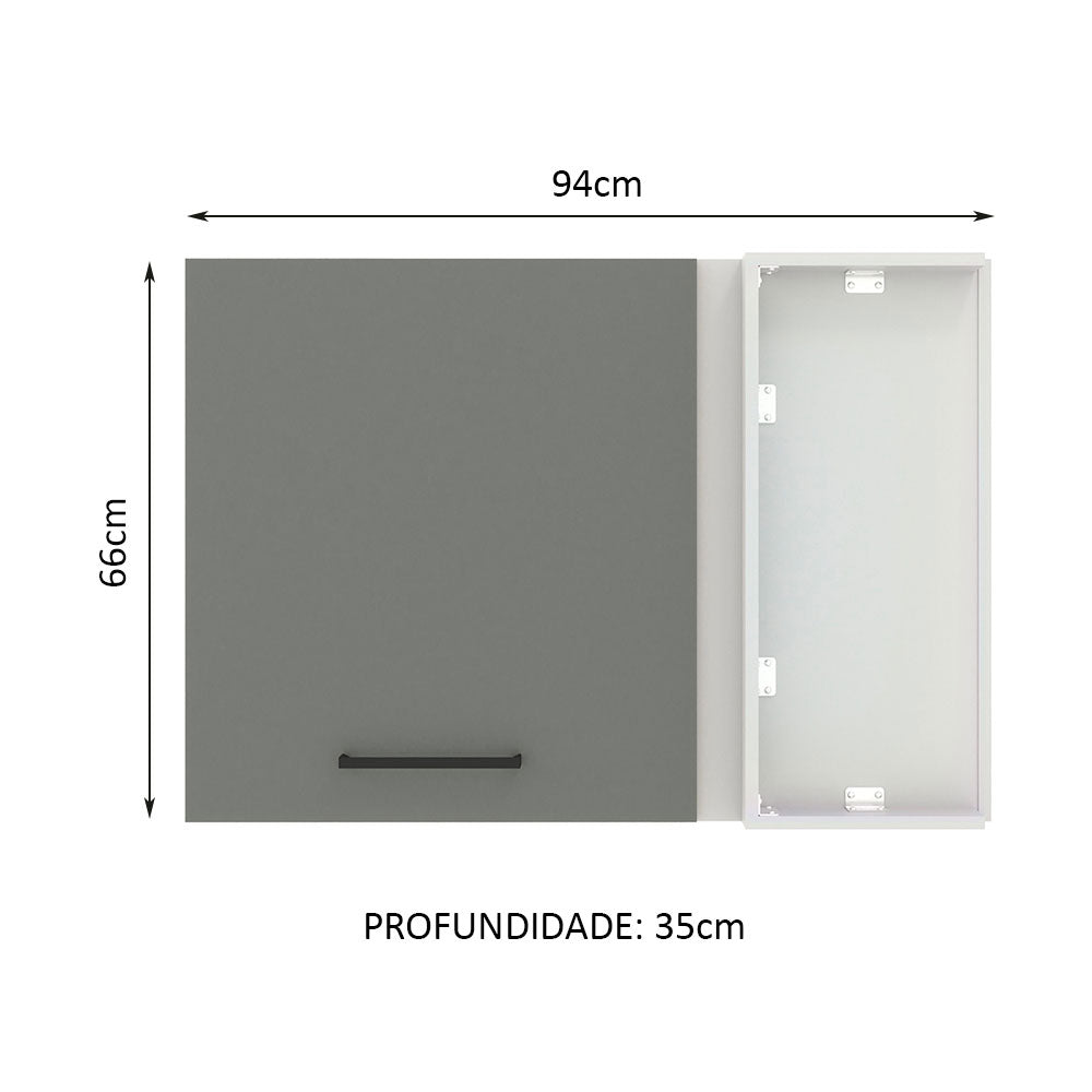 Gabinete Superior Esquinero 94 cm 1 Puerta Blanco/Gris Agata Madesa