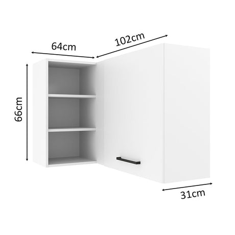 Gabinete Superior de Esquina Madesa Agata 1 Puerta para línea de 60 cm de profundidad Blanco