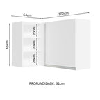 Gabinete Superior Esquinero 166 cm 1 Puerta 3 Nichos Blanco Glamy Madesa