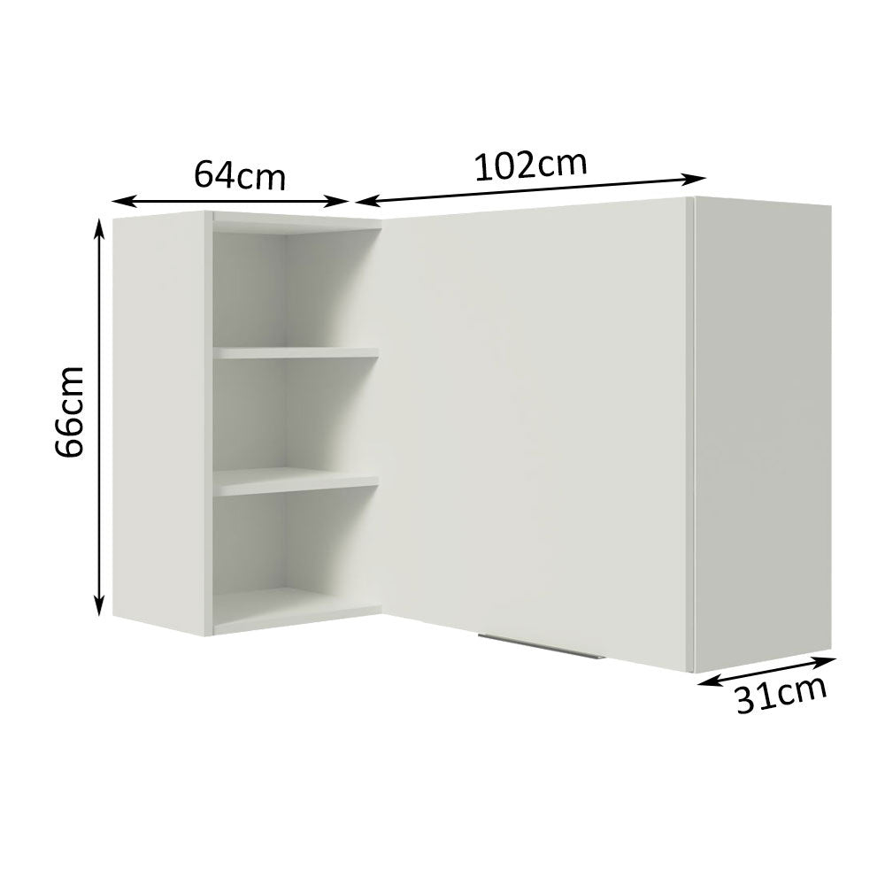 Gabinete Superior Esquinero 166 cm 1 Puerta 3 Nichos Blanco Stella Madesa
