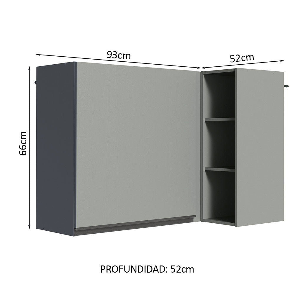 Gabinete Superior Esquinero 145 cm 1 Puerta 3 Nichos Gris Nice Madesa