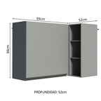 Gabinete Superior Esquinero 145 cm 1 Puerta 3 Nichos Gris Nice Madesa