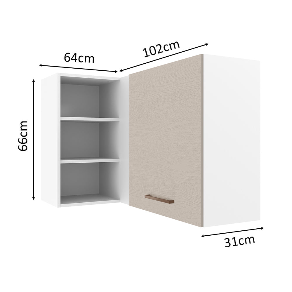Gabinete Superior Esquinero 166 cm 1 Puerta 3 Nichos Blanco/Crema Agata Madesa