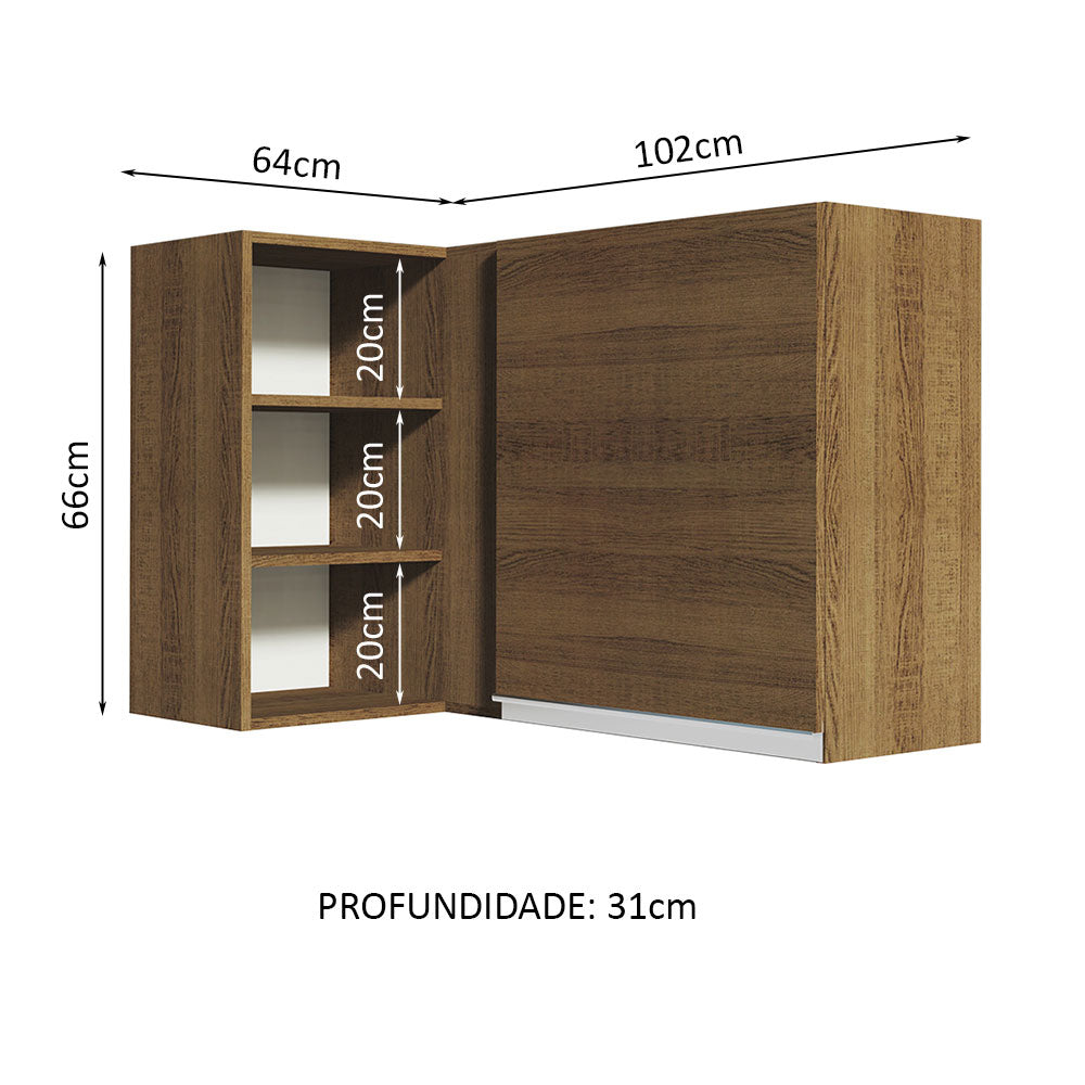 Gabinete Superior de Esquina 1 Puerta 60 cm de Profundidad Glamy Marrón