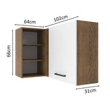 Gabinete Superior de Esquina Agata 1 Puerta para línea de 60 cm de profundidad Marrón/Blanco