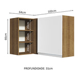 Gabinete Superior de Esquina 1 Puerta 60 cm de Profundidad Glamy Marrón/Blanco