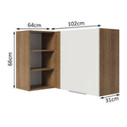 Gabinete Superior Esquinero 166 cm 1 Puerta 3 Nichos Marrón/Blanco Stella Madesa