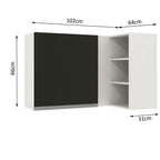 Gabinete Superior Esquinero 166 cm 1 Puerta 3 Nichos Blanco/Negro Glamy Madesa