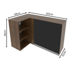 Gabinete Superior Esquinero 166 cm 1 Puerta 3 Nichos Marrón/Negro Glamy Madesa