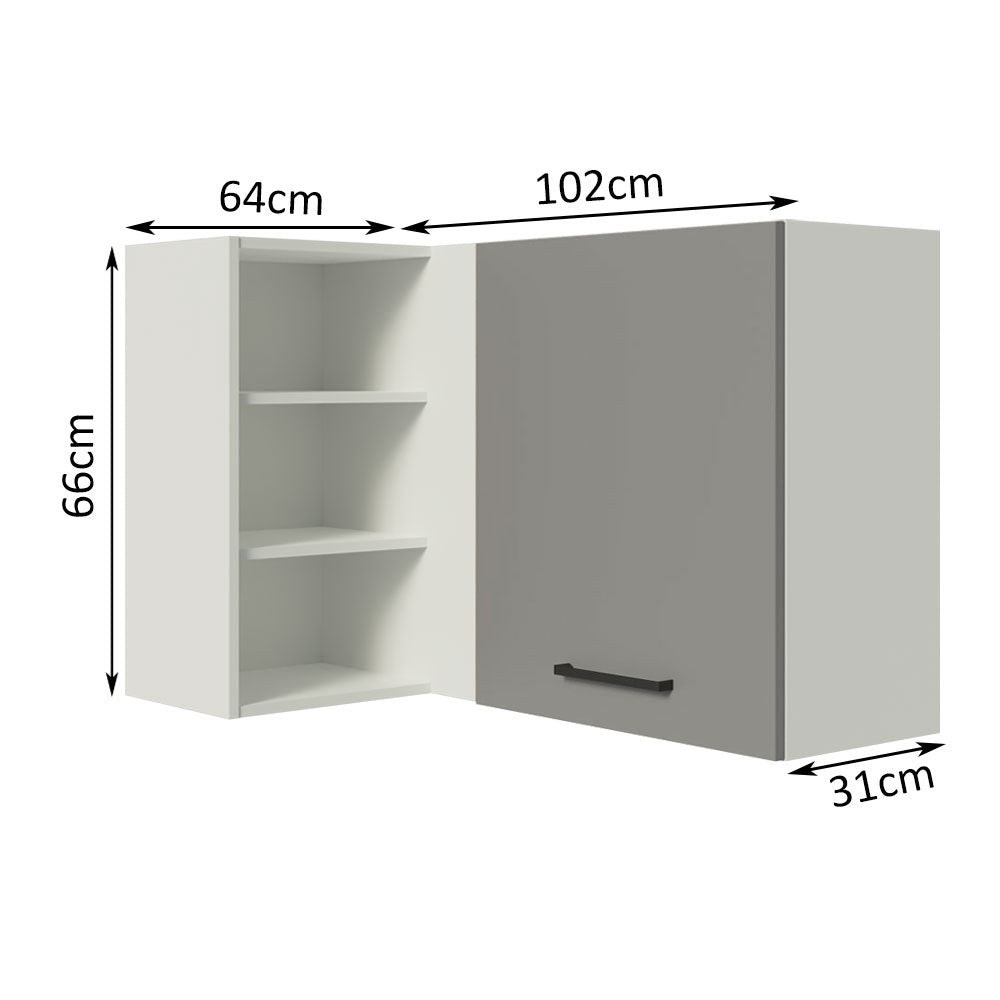 Gabinete Superior Esquinero 166 cm 1 Puerta 3 Nichos Blanco/Gris Agata Madesa