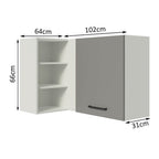 Gabinete Superior Esquinero 166 cm 1 Puerta 3 Nichos Blanco/Gris Agata Madesa