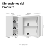 Gabinete Superior Esquinera para Línea 60 cm de Profundidad Blanco/Verde Vik Madesa