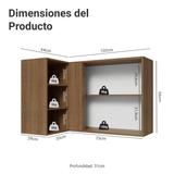 Gabinete Superior Esquinera para Línea 60 cm de Profundidad Marrón/Verde Vik Madesa