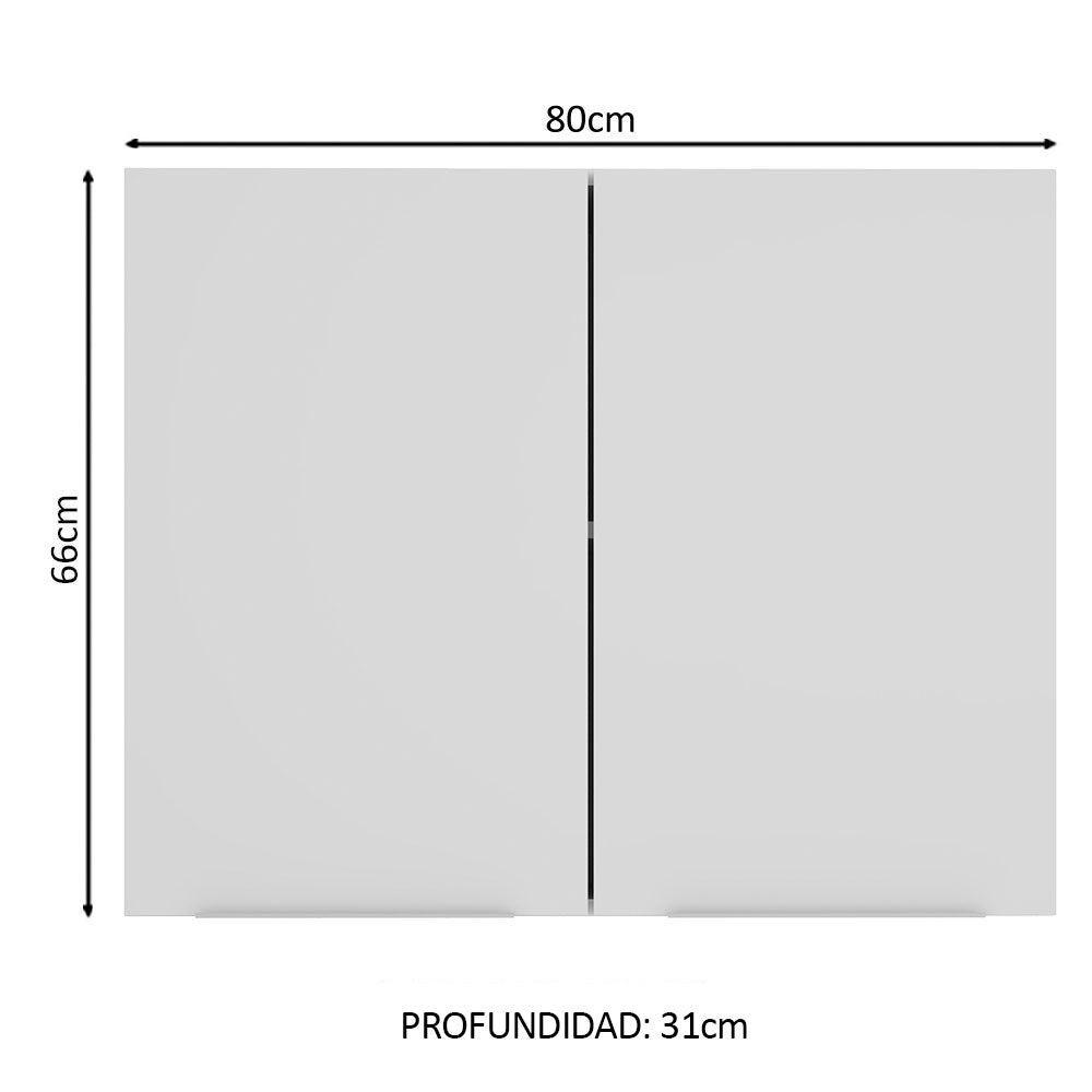 Gabinete Superior 80 cm 2 Puertas Blanco Stella Madesa