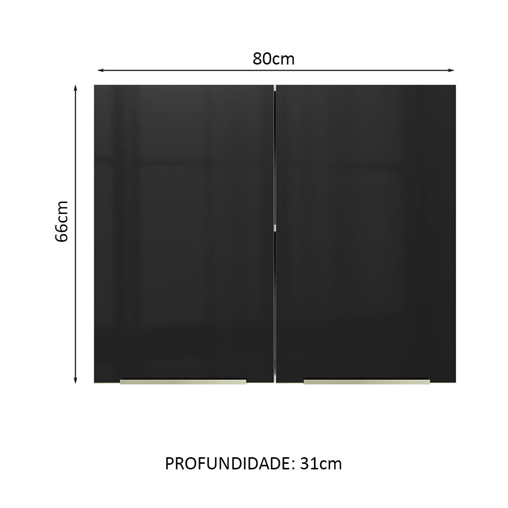 Gabinete Superior 80 cm 2 Puertas Blanco/Negro Lux Madesa