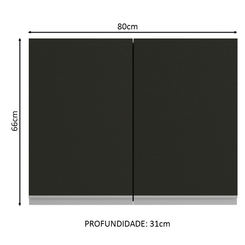 Gabinete Superior 80 cm 2 Puertas Marrón/Negro Glamy Madesa