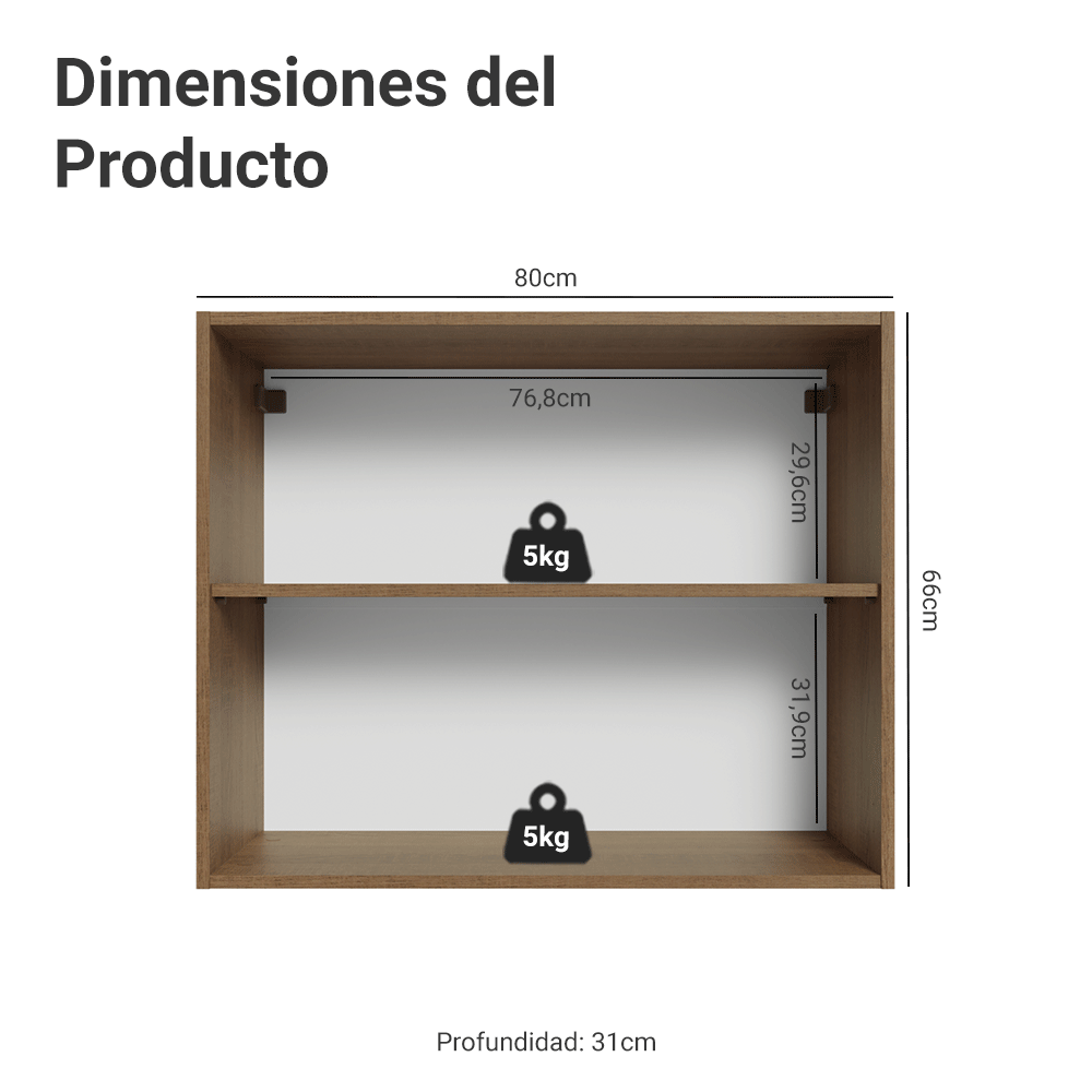Gabinete Superior 80 cm 2 Puertas Marrón/Verde Vik Madesa